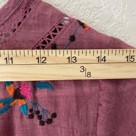 Umgee M Pink Long Sleeve Embroidered Boho Tunic Dress Boho Cottagecore - Picture 13 of 16